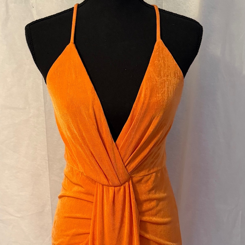 Lulu's Orange Long Slim Dress/Lined Strapped Medium